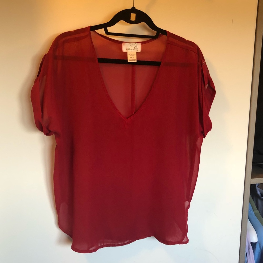 Nordstrom Sheer red top